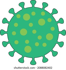 Icono del vector de la célula de Coronavirus. ilustración de virus verde aislada en un fondo blanco.