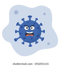 Coronavirus Cells or Bacteria Molecule. Virus COVID-19 Cell in Spherical Shape with Long Antennas. Coronavirus character scared. Vector illustratio