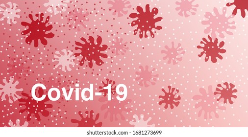 Células coronavirus sobre fondo rojo. Ilustración del vector Covid-19.