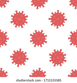 Coronavirus cells seamless pattern background, covid-19 pandemic. Vector illustration