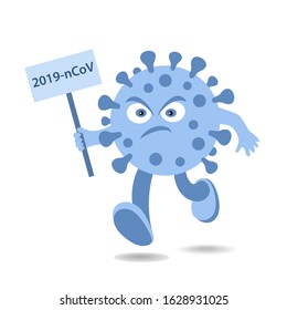 Coronavirus character. The concept of the spread of coronavirus 2019-nCoV. MERS-CoV (Middle East respiratory syndrome coronavirus). Vector illustration in flat style on white background.