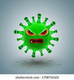 Coronavirus character green colour vector illustration for disease covid-19 infection medical.