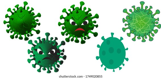 coronavirus character  set bundle vector  illustration.