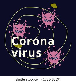 Coronavirus characters, virus run around 