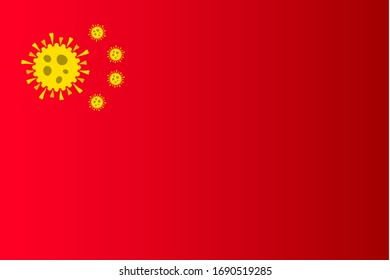 Coronavirus china flag emblem-logo, Coronavirus and Covid-19 are common and spread by coughing, sneezing, or touching an infected person. Vector drawing. Coronavirus cells logo vector icon.