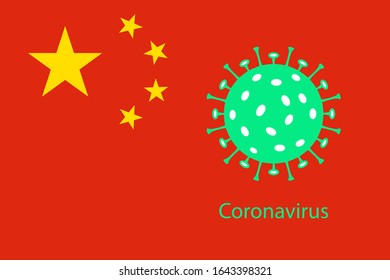 Coronavirus, China flag. Vector illustration, flat design.
