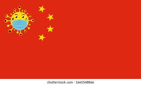  Coronavirus. China Flagge. Vektorillustration, Flachdesign. Novel coronavirus (2019-nCoV). Perfekt für Website, Hintergrund
