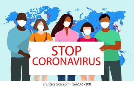 Coronavirus in China. Novel coronavirus (2019-nCoV), people in white medical face mask. Concept of coronavirus quarantine.