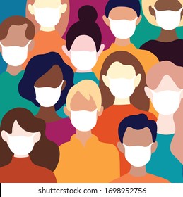 Coronavirus in China. Novel coronavirus (2019-nCoV), people in white medical face mask. Concept of coronavirus quarantine vector illustration pattern.