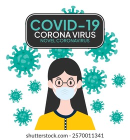 Coronavirus in China. Novel coronavirus (2019-nCoV), people in white medical face mask. Concept of coronavirus quarantine vector illustration. woman in white medical face mask.