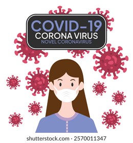 Coronavirus in China. Novel coronavirus (2019-nCoV), people in white medical face mask. Concept of coronavirus quarantine vector illustration. woman in white medical face mask.