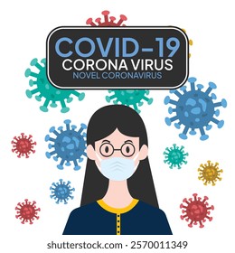 Coronavirus in China. Novel coronavirus (2019-nCoV), people in white medical face mask. Concept of coronavirus quarantine vector illustration. woman in white medical face mask.