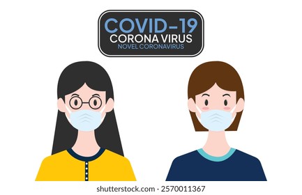 Coronavirus in China. Novel coronavirus (2019-nCoV), people in white medical face mask. Concept of coronavirus quarantine vector illustration. woman in white medical face mask.