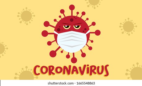 Coronavirus in China. Novel coronavirus (2019-nCoV), virus in white medical face mask. Concept of coronavirus quarantine vector illustration.