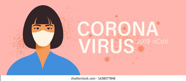 Coronavirus in China. Novel coronavirus (2019-nCoV), woman in white medical face mask. Concept of coronavirus quarantine.