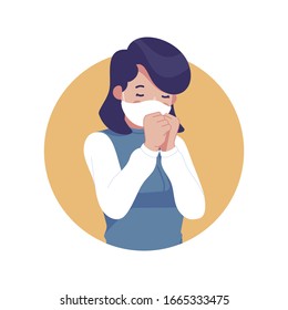 Coronavirus in China. Novel coronavirus (2019-nCoV), woman in white medical face mask. Concept of coronavirus quarantine. Vector illustration