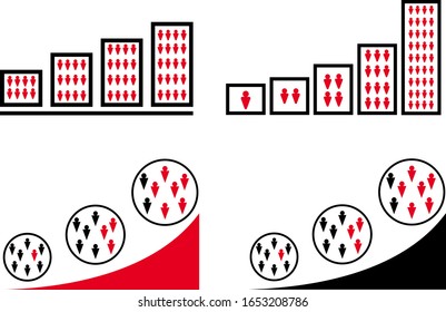 Coronavirus in China. Novel coronavirus (2019-nCoV).Schedule for increasing the number of people infected with the virus. Set of graphs of the growth of the number of cases on a white background