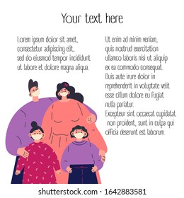 Coronavirus in China.Novel coronavirus 2019-nCoV,family in medical face mask.Children and parents.Coronavirus quarantine.Lorem ipsum.Flat character on white background.Colorful vector illustration