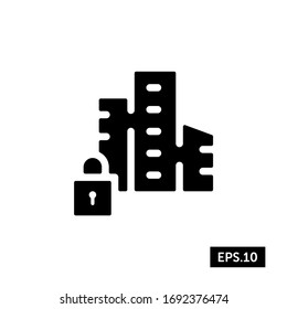 Coronavirus City Lockdown Icon, City Lockdown Sign/Symbol Silhouette Vector