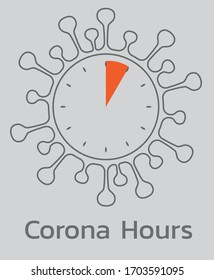 Coronavirus clock with highlighted one hour as sign for a important time in pandemic time.