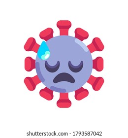 Coronavirus cold sweat emoticon flat icon, vector sign, Downcast face with sweat colorful pictogram isolated on white. Symbol, logo illustration. Flat style design