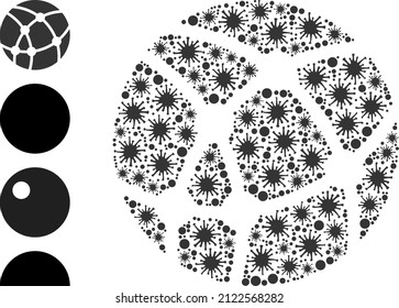Coronavirus collage web sphere icon, and more icons. Web sphere collage for epidemic templates. Vector mosaic is constructed with randomized virus icons.