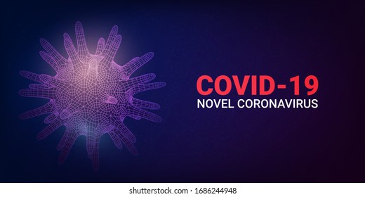 Coronavirus concept background. 2019-nCoV, Virus Covid 19-NCP. Linear outline polygon. Vector illustration
