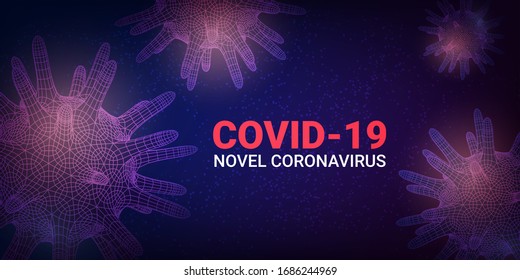 Coronavirus concept background. 2019-nCoV, Virus Covid 19-NCP. Linear outline polygon. Vector illustration