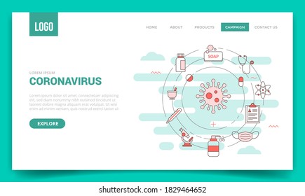 Coronavirus-Konzept mit Kreissymbol für Website-Vorlage oder Startseitenbanner-Startseite