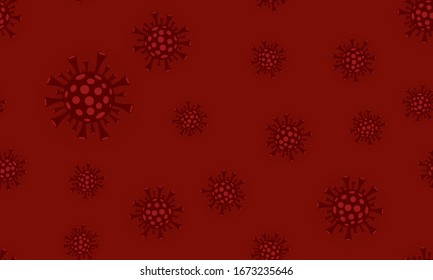 El concepto Coronavirus es un fondo sin fisuras. Cuarentena de COVID-19. 2019 y 2020 nCov Coronavirus en sangre. Infección del abstracto pandémico del coronavirus. Celda de virus de China. Ilustración del vector