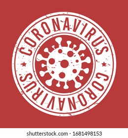 Coronavirus Concept Stamp Virus. Round Symbol Old Style. Vector Design Pandemic.