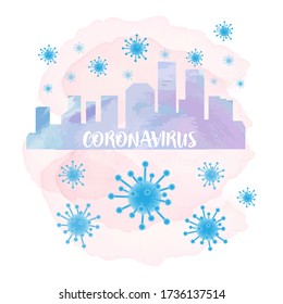 Coronavirus concept typography design, stop virus covid19, stay at home, Watercolor painted coronavirus,  vector illustration.