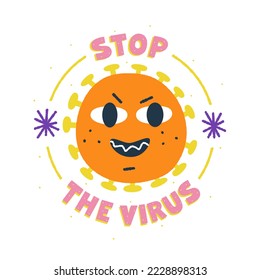 Coronavirus. Concept vector isolated illustration with virus molecule. Design lettering element. Pandemic sign with epidemic character. Medicine art.