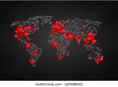 Concepto de Coronavirus con mapa mundial. Protección y prevención de la nueva epidemia 2019-nCoV. Seguridad, salud, remedios y prevención de enfermedades virales. Ilustración del vector