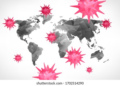 Coronavirus concept with world map. Protection and revention of New epidemic 2019-nCoV. Safety, health, remedies and prevention of viral diseases. Vector illustration