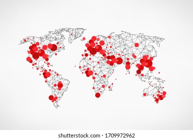 Coronavirus concept with world map. Protection and revention of New epidemic 2019-nCoV. Safety, health, remedies and prevention of viral diseases. Vector illustration