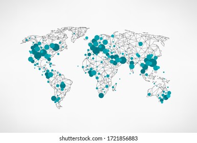 Coronavirus concept with world map. Protection and revention of New epidemic 2019-nCoV. Safety, health, remedies and prevention of viral diseases. Vector illustration