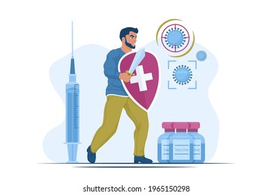 Coronavirus control concept. Start vaccination to fight viruses and coronavirus.