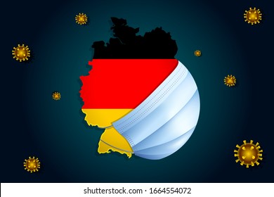 Coronavirus or Corona virus concept for Germany. Germany in a medical mask protects itself from COVID-19