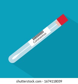 Coronavirus Cotton Swab Test Tube- Vector Illustration