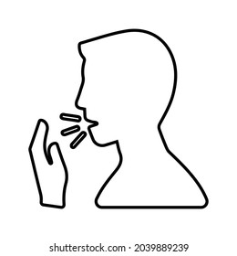 Coronavirus, cough outline icon. Line art vector.