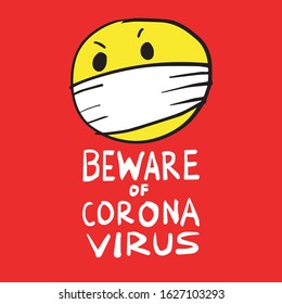 Coronavirus CoV icon wear mask, health and medical vector illustration.