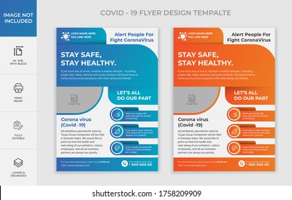 Coronavirus and COVID 19 A4 size Flyer Template Design with 2 color 
Health and a medical flyer 