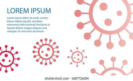 Coronavirus, covid 19 banner. Corona virus information banner or background. Coronavirus, covid template, pattern with virus icons. Abstract background, template. Vector illustration