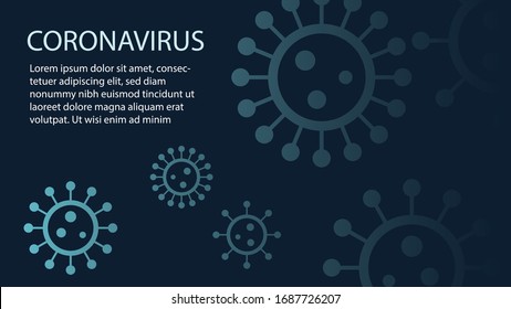 Coronavirus, Covid 19 Banner. Corona Virus Information Banner Or Background. Coronavirus, Covid Template, Pattern With Virus Icons. Abstract Background, Template. Vector Illustration