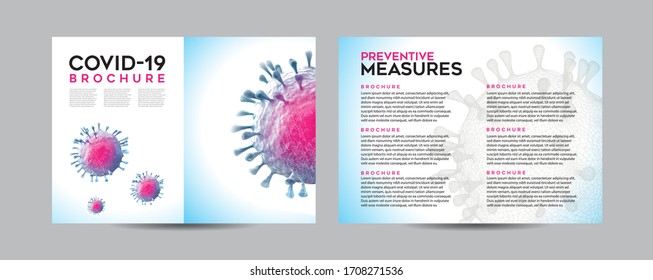 Coronavirus Covid 19 Brochure A4 Template Mockups Flyer Layout Cover Design Book Design Vector Concept.