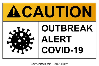 Coronavirus covid 19 caution outbreak quarantine alert sign in front of quarantine room infected coronavirus patient and coronavirus covid 19 disease control experts. Vector illusration EPS 10