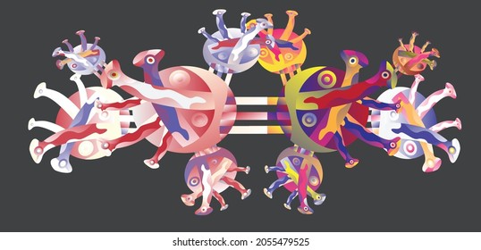 coronavirus covid 19 disease surealism drawing art vector illustration EPS 10