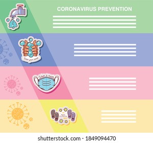 coronavirus covid 19, infographic showing prevention vector illustration sticker icon