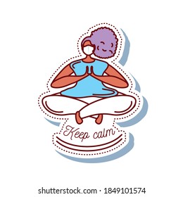 coronavirus covid 19, mantener la meditación tranquila icono pegatina de ilustración vectorial